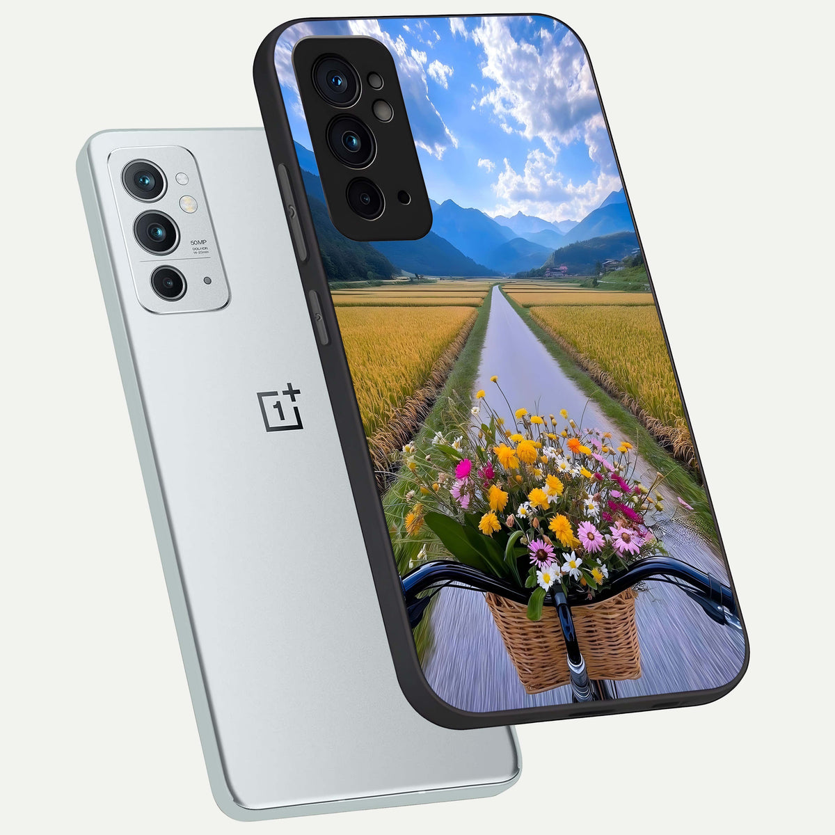 Golden Field Journey phone case For OnePlus 9RT showing premium glass back cover with detailed artwork