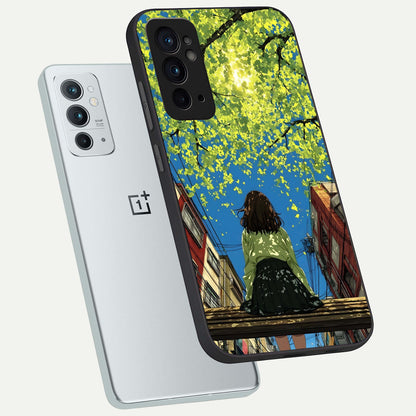  Golden Leaves Glow phone case For OnePlus 9RT showing premium glass back cover with detailed artwork
