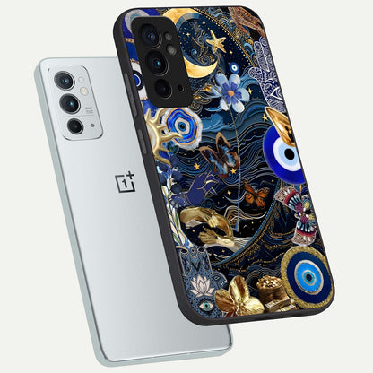  Golden Moon Magic phone case For OnePlus 9RT showing premium glass back cover with detailed artwork