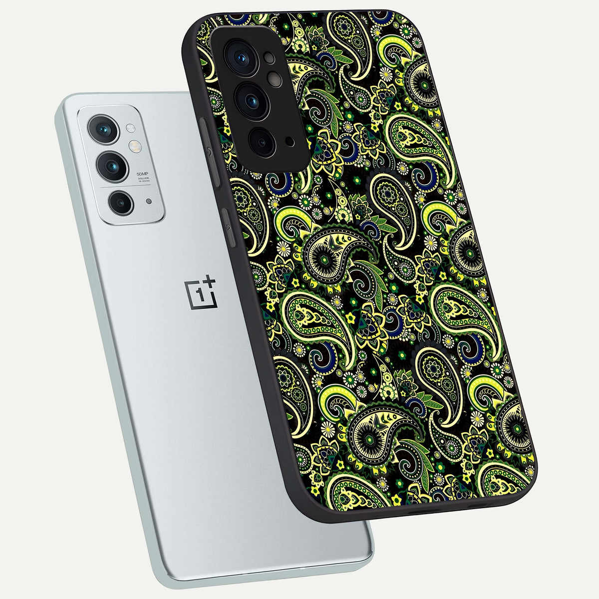  Green Lemon phone case For OnePlus 9RT showing premium glass back cover with detailed artwork