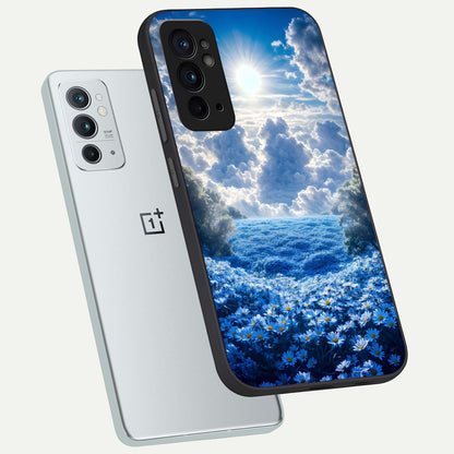  Heavenly Daisy Horizon phone case For OnePlus 9RT showing premium glass back cover with detailed artwork
