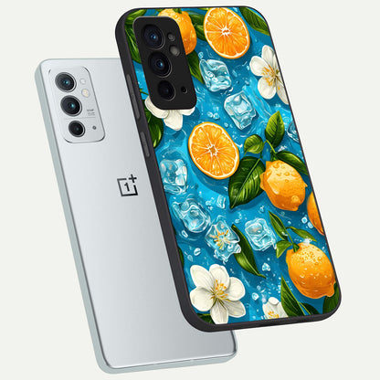  Ice Cube With Orange phone case For OnePlus 9RT showing premium glass back cover with detailed artwork
