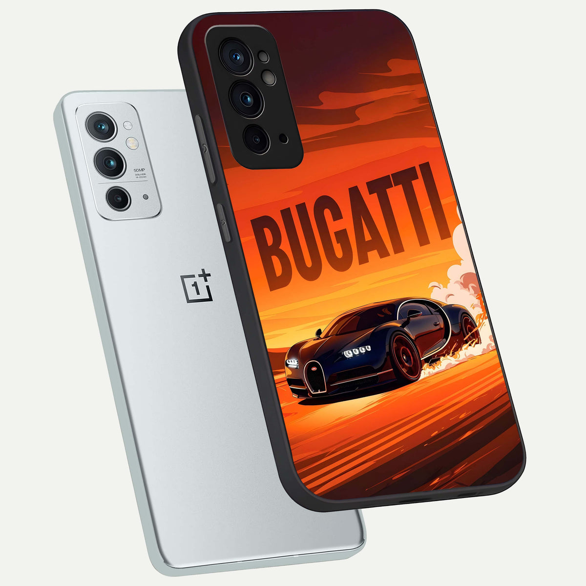  Inferno Bugatti Storm phone case For OnePlus 9RT showing premium glass back cover with detailed artwork
