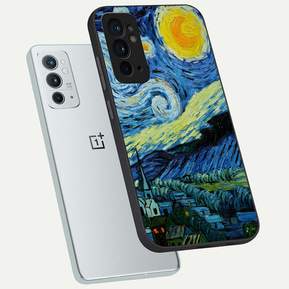 Inspired Van Gogh Art phone case For OnePlus 9RT showing premium glass back cover with detailed artwork