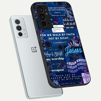  Kingdom Faith Glow phone case For OnePlus 9RT showing premium glass back cover with detailed artwork