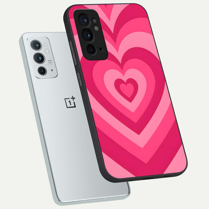  Layered Love Hearts phone case For OnePlus 9RT showing premium glass back cover with detailed artwork