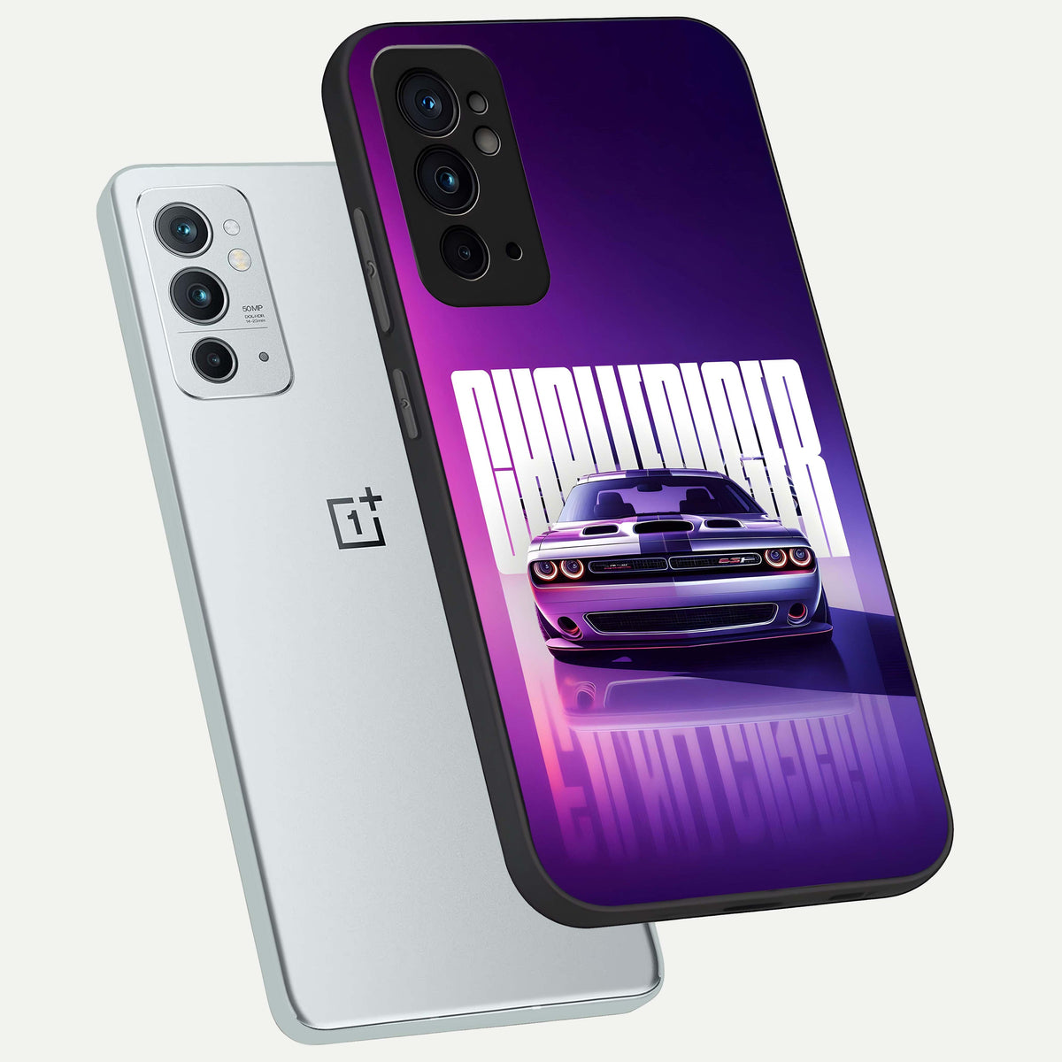  Midnight Muscle Ride phone case For OnePlus 9RT showing premium glass back cover with detailed artwork