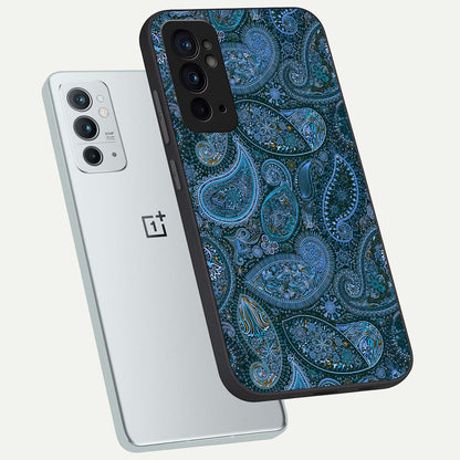  Midnight Paisley Glow phone case For OnePlus 9RT showing premium glass back cover with detailed artwork