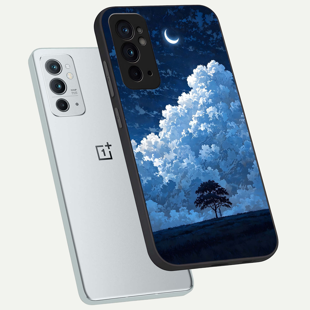  Midnight Sky Serenity phone case For OnePlus 9RT showing premium glass back cover with detailed artwork