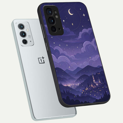  Minimal Night View phone case For OnePlus 9RT showing premium glass back cover with detailed artwork