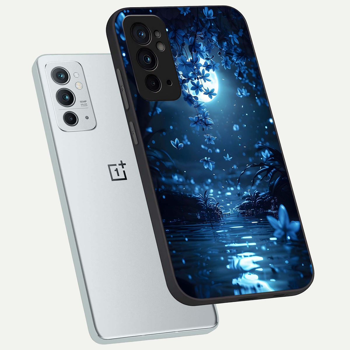  Moonlight Petal Dream phone case For OnePlus 9RT showing premium glass back cover with detailed artwork