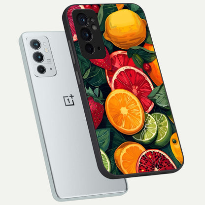  Multiple Fruits phone case For OnePlus 9RT showing premium glass back cover with detailed artwork