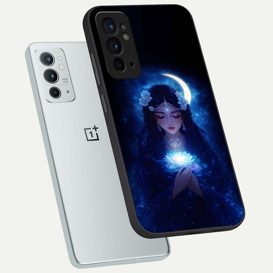  Mystic Moon Queen phone case For OnePlus 9RT showing premium glass back cover with detailed artwork