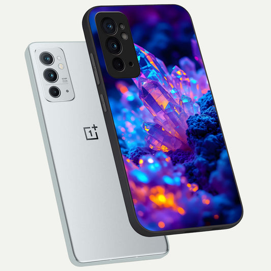 Neon Aura Shards phone case For OnePlus 9RT showing premium glass back cover with detailed artwork