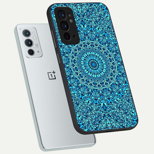  Ocean Bloom Mandala phone case For OnePlus 9RT showing premium glass back cover with detailed artwork