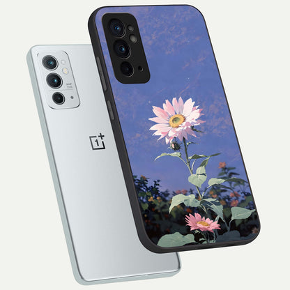 Pink Shells Outline phone case For OnePlus 9RT showing premium glass back cover with detailed artwork