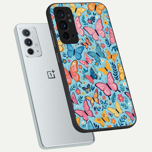  Spring Wing Garden phone case For OnePlus 9RT showing premium glass back cover with detailed artwork