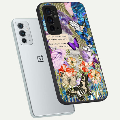  Storm Path Bloom phone case For OnePlus 9RT showing premium glass back cover with detailed artwork