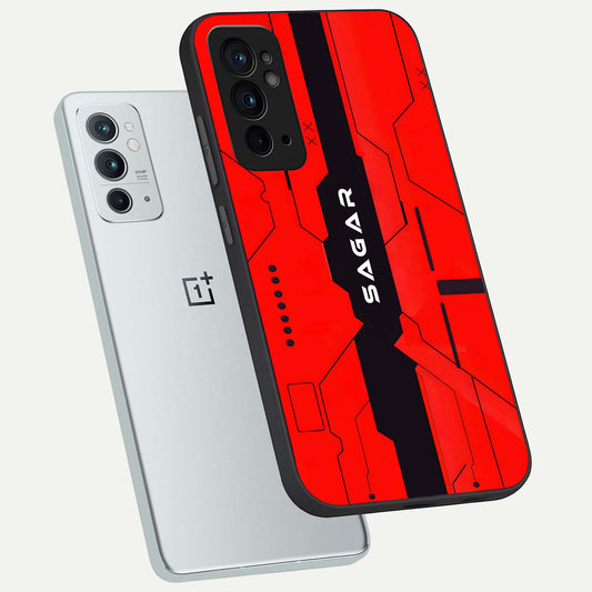  Voltage Rise CYBERPUNK Custom Name phone case For OnePlus 9RT showing premium custom name glass back cover