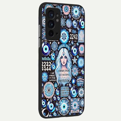  Angel Aura Shield back cover For OnePlus 9RT slim fit glass case with vibrant aesthetic design