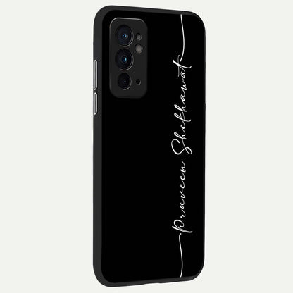  Black Tune Custom Name back cover For OnePlus 9RT slim fit glass case with vibrant aesthetic design