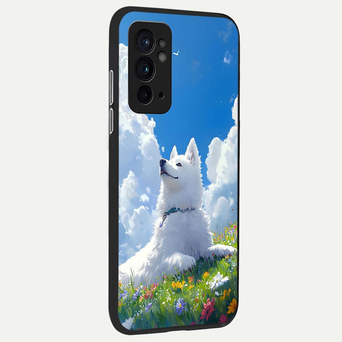  Blissful Cloud Pup back cover For OnePlus 9RT slim fit glass case with vibrant aesthetic design