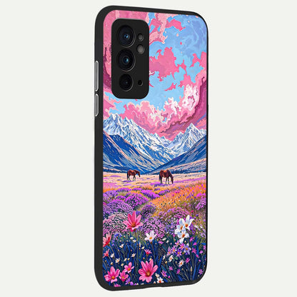  Blossom Valley Dream back cover For OnePlus 9RT slim fit glass case with vibrant aesthetic design