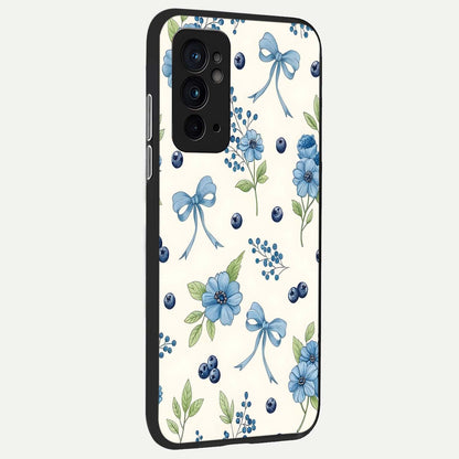  Blue Flower And Bow back cover For OnePlus 9RT slim fit glass case with vibrant aesthetic design