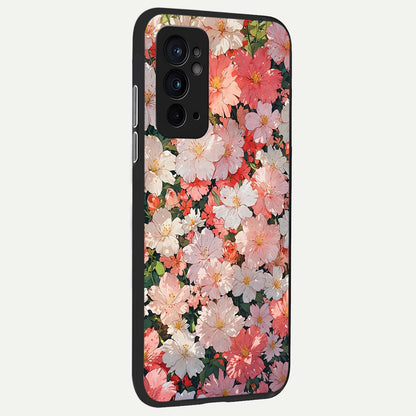  Blush Bloom Field back cover For OnePlus 9RT slim fit glass case with vibrant aesthetic design
