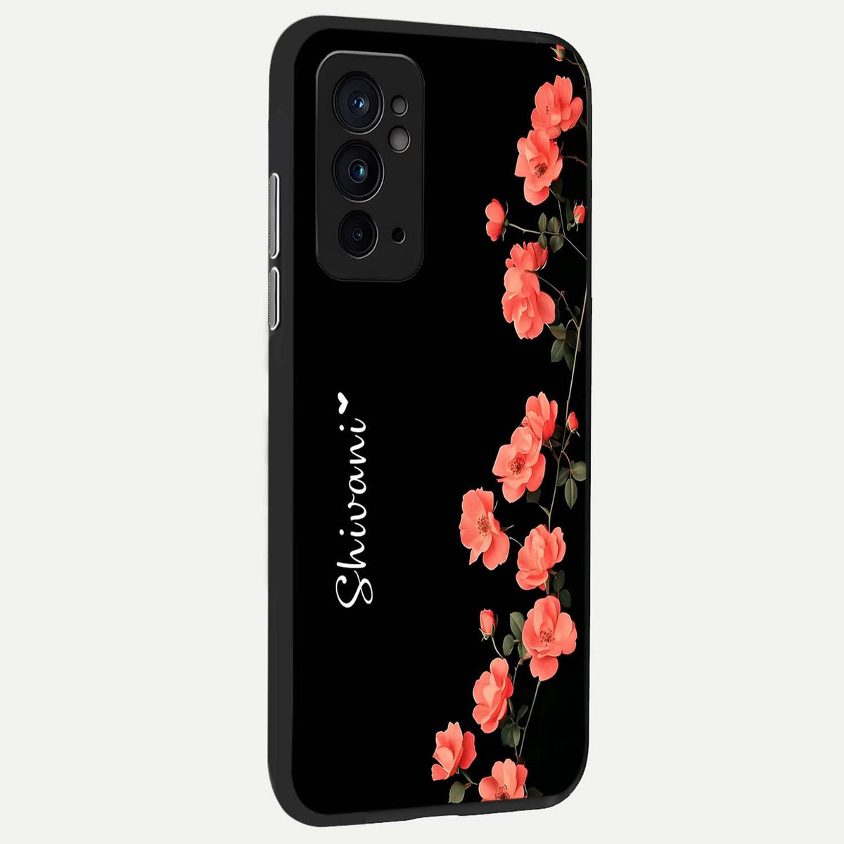  Crimson Bloom Grace Custom Name back cover For OnePlus 9RT slim fit glass case with vibrant aesthetic design