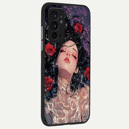  Crimson Rose Serenity back cover For OnePlus 9RT slim fit glass case with vibrant aesthetic design