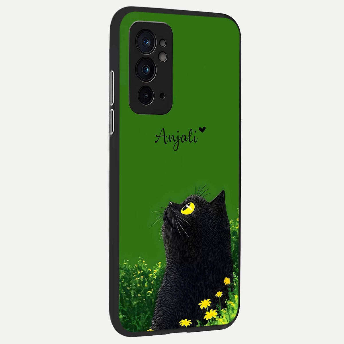  Emerald Cat Custom Name back cover For OnePlus 9RT slim fit glass case with vibrant aesthetic design