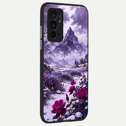  Flower Mountain View back cover For OnePlus 9RT slim fit glass case with vibrant aesthetic design