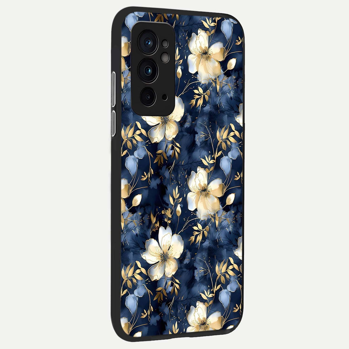  Golden Midnight Bloom back cover For OnePlus 9RT slim fit glass case with vibrant aesthetic design