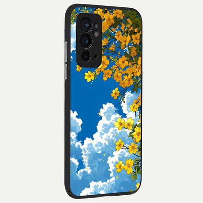  Golden Petal Sky back cover For OnePlus 9RT slim fit glass case with vibrant aesthetic design