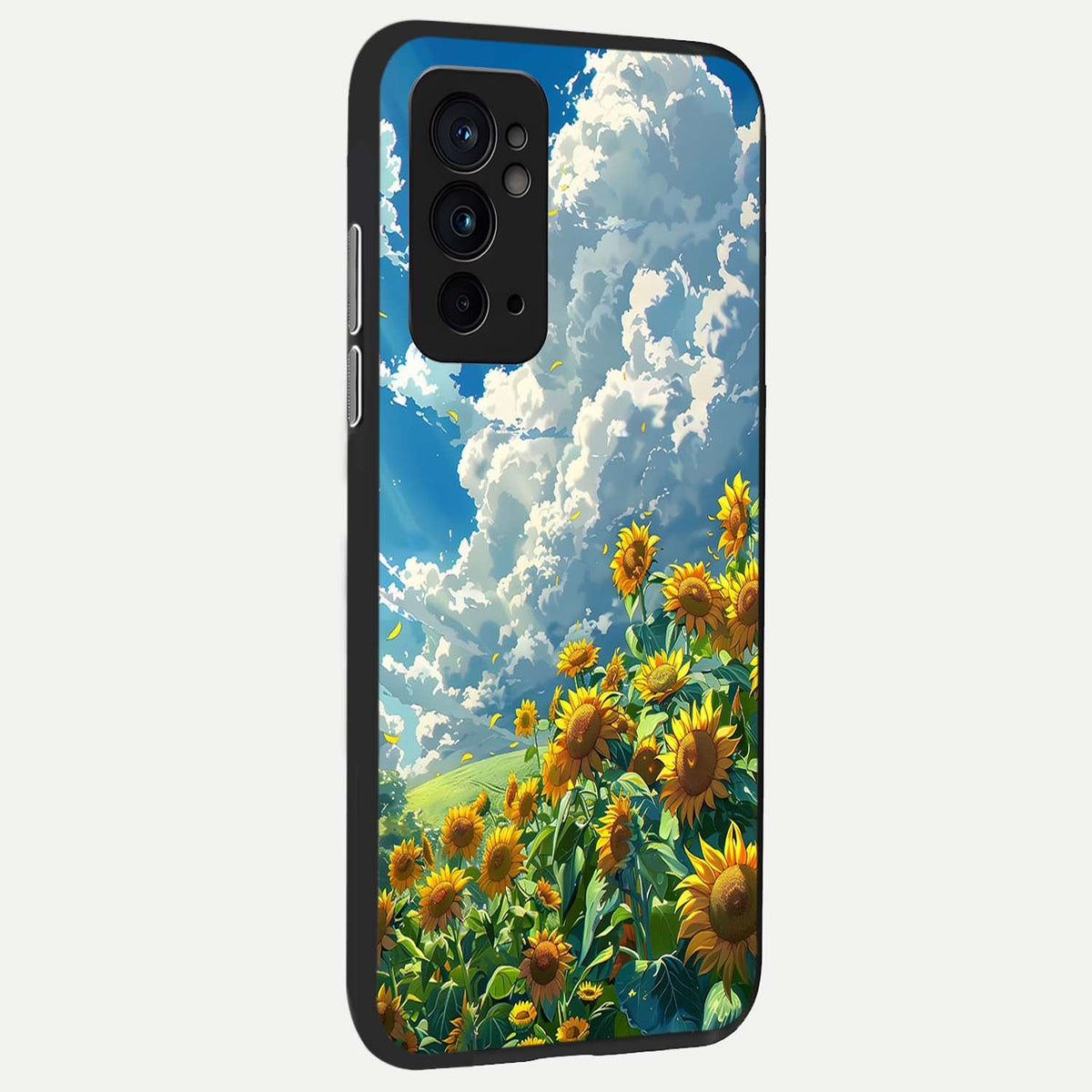  Golden Sun Glory back cover For OnePlus 9RT slim fit glass case with vibrant aesthetic design