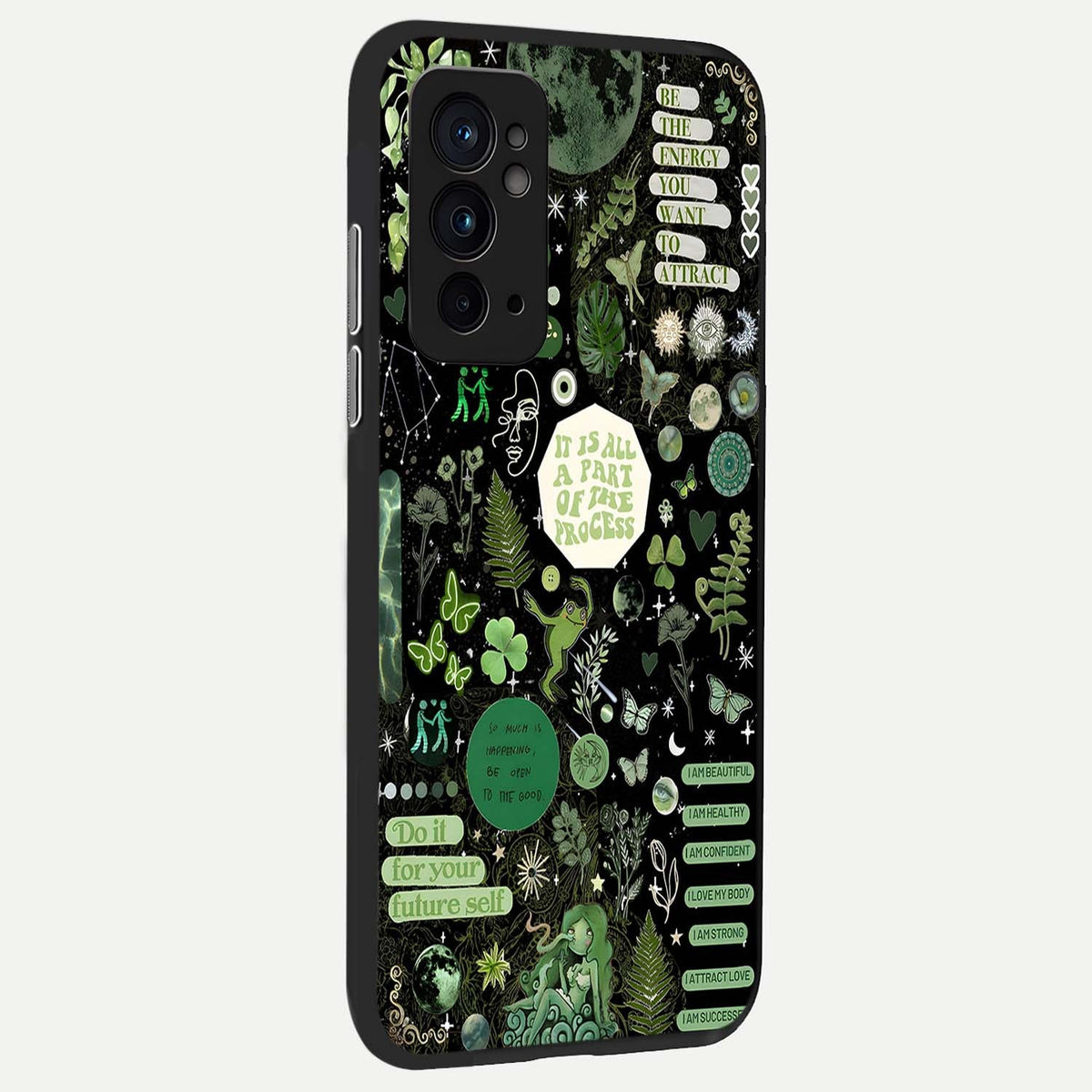  Green Mandala Pattern back cover For OnePlus 9RT slim fit glass case with vibrant aesthetic design