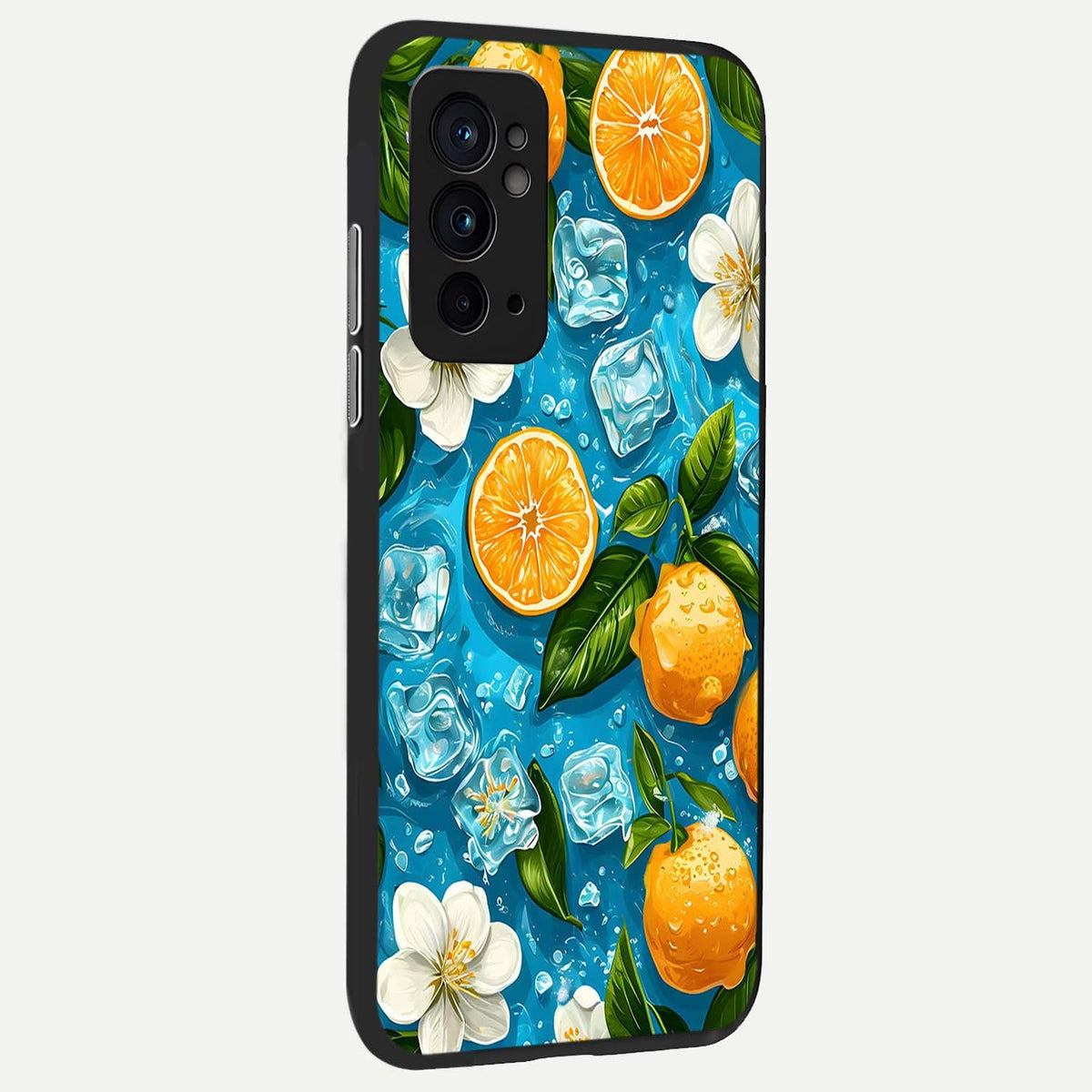  Ice Cube With Orange back cover For OnePlus 9RT slim fit glass case with vibrant aesthetic design