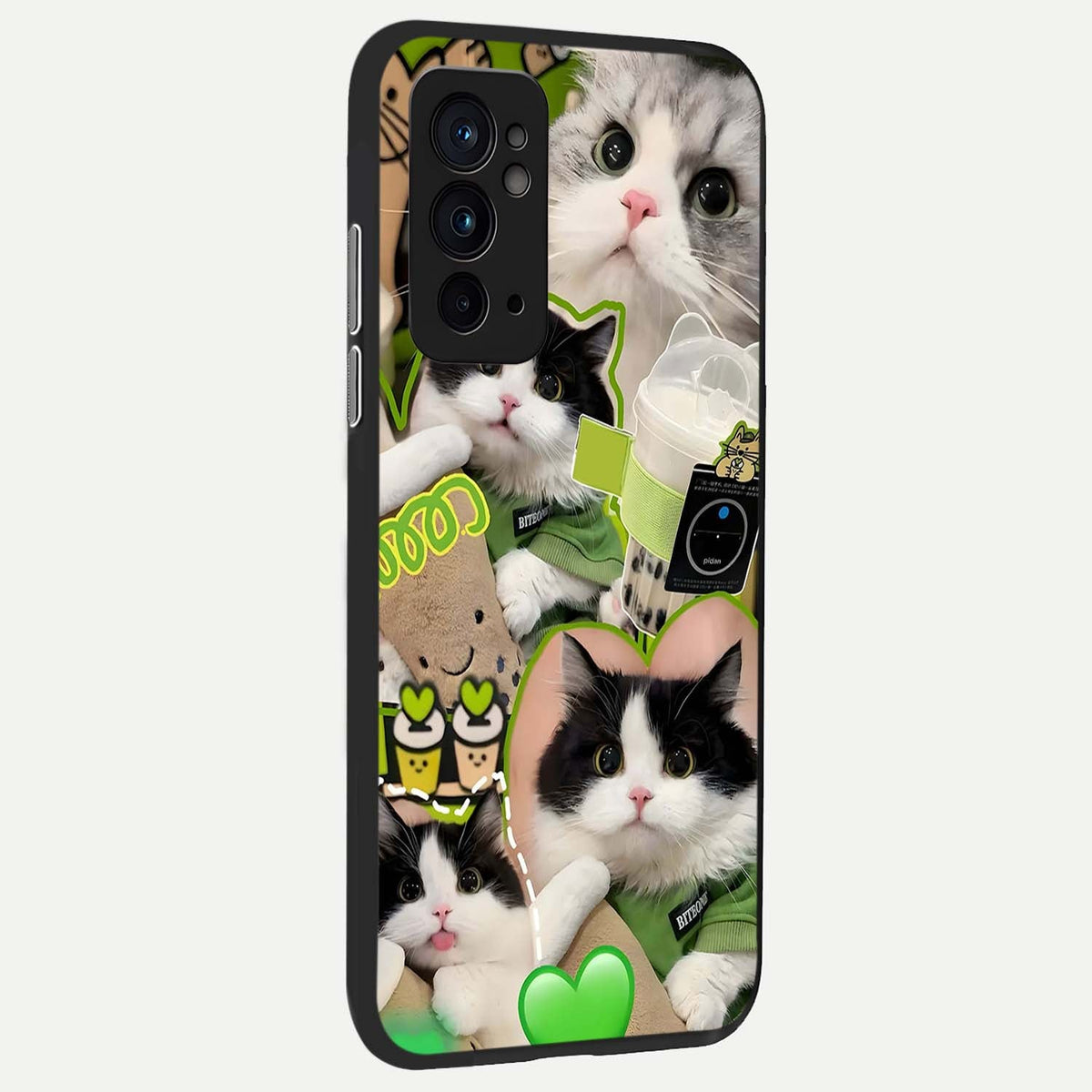  Matcha Cats Mood back cover For OnePlus 9RT slim fit glass case with vibrant aesthetic design
