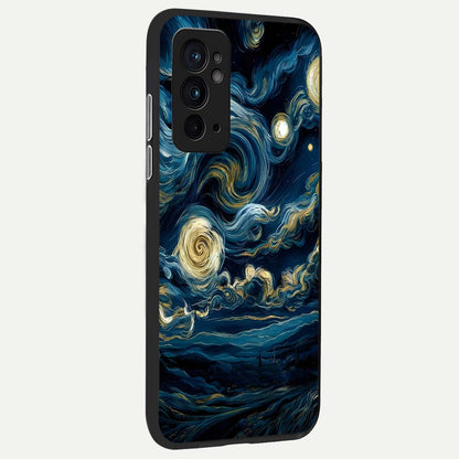  Midnight Sky Whirl back cover For OnePlus 9RT slim fit glass case with vibrant aesthetic design