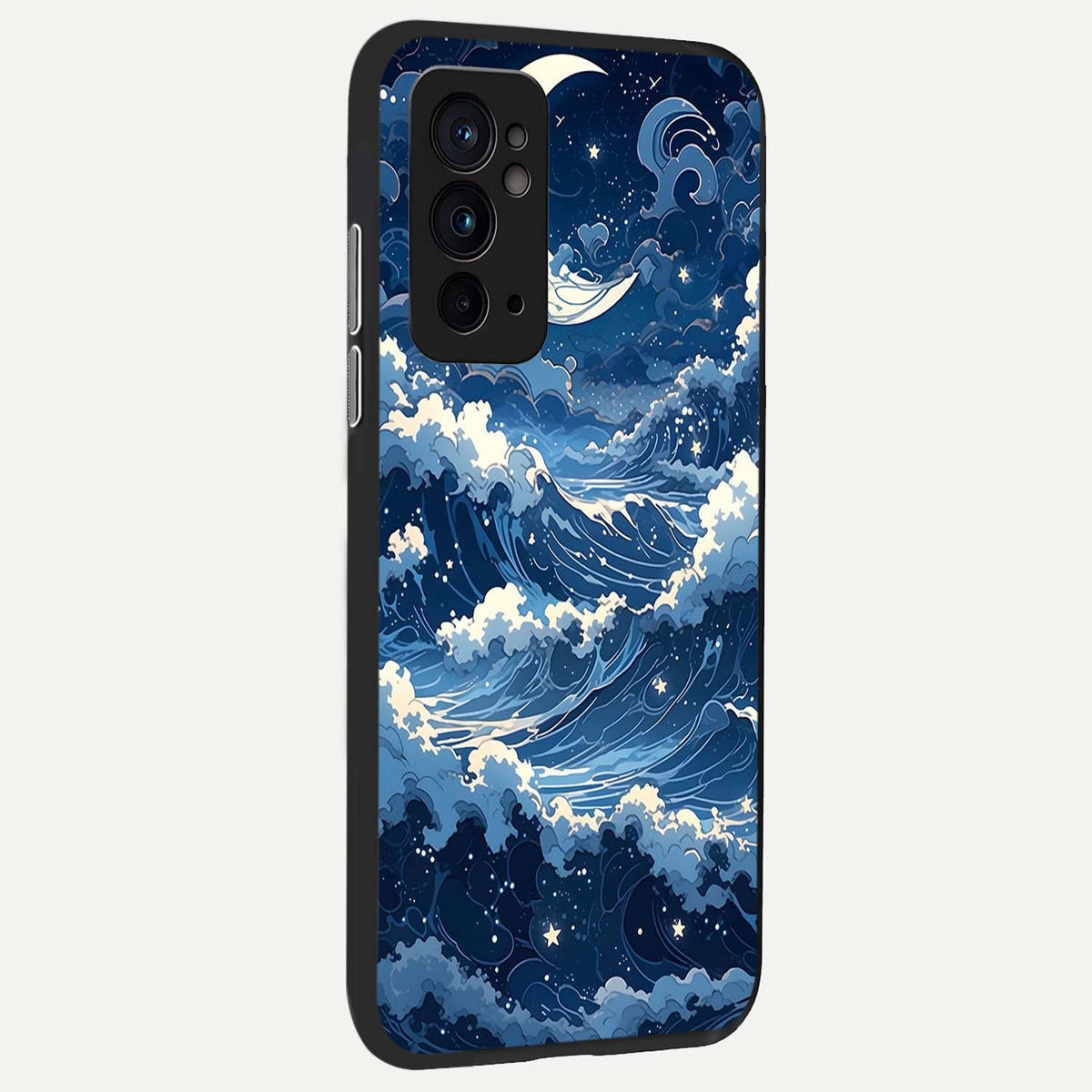  Ocean Moon Waves back cover For OnePlus 9RT slim fit glass case with vibrant aesthetic design