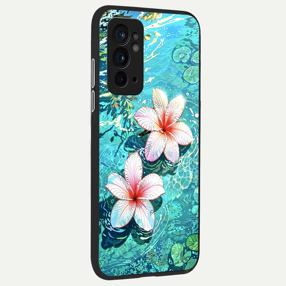  Pink Flowers in Water back cover For OnePlus 9RT slim fit glass case with vibrant aesthetic design