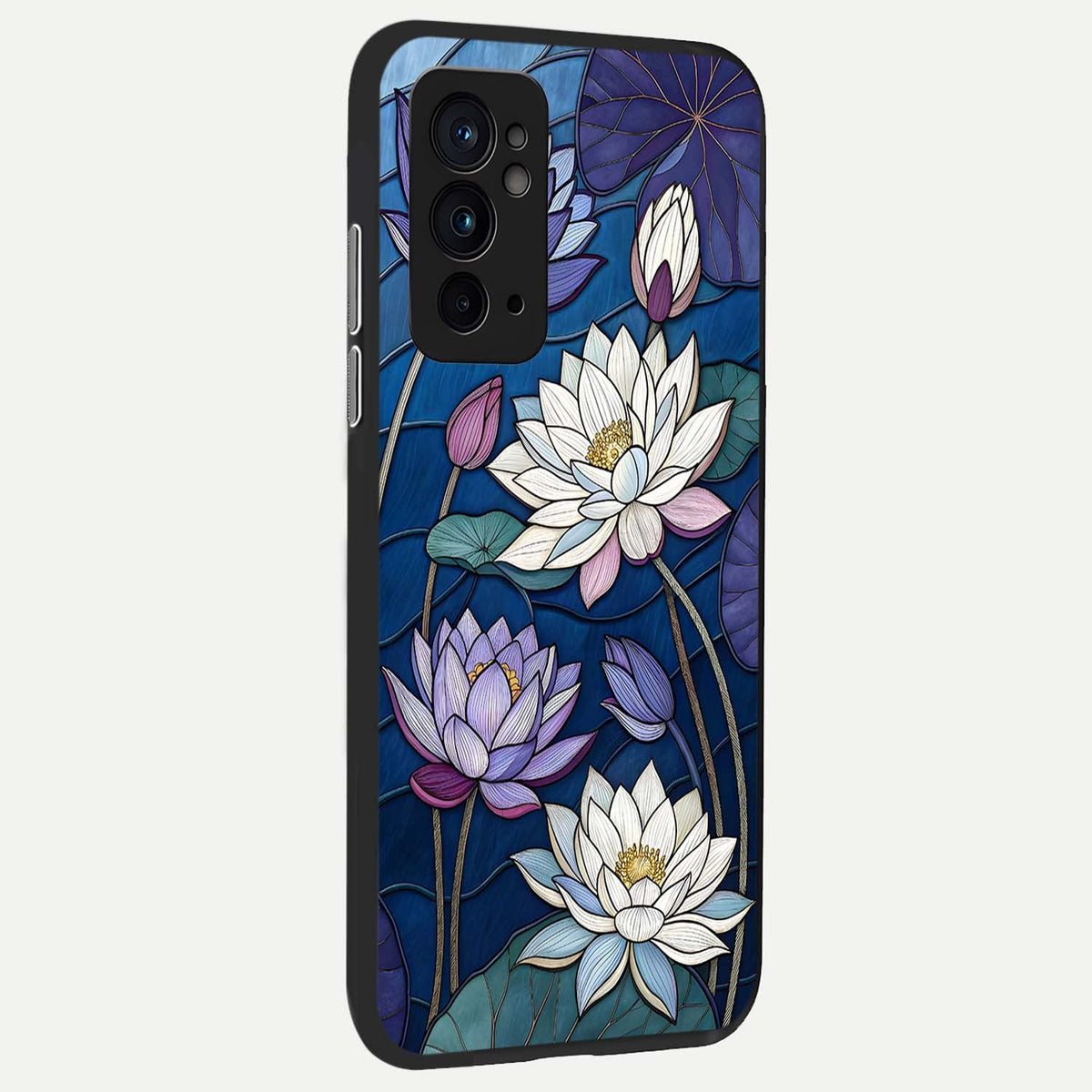  Purple Lotus Stained back cover For OnePlus 9RT slim fit glass case with vibrant aesthetic design