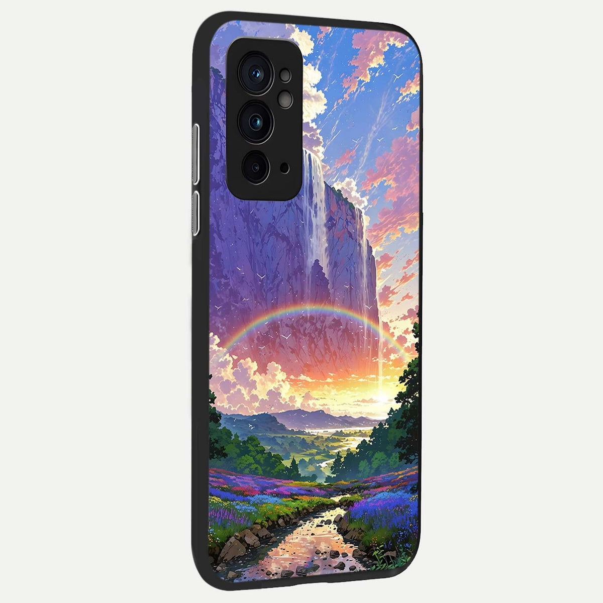  Rainbow Valley Dream back cover For OnePlus 9RT slim fit glass case with vibrant aesthetic design