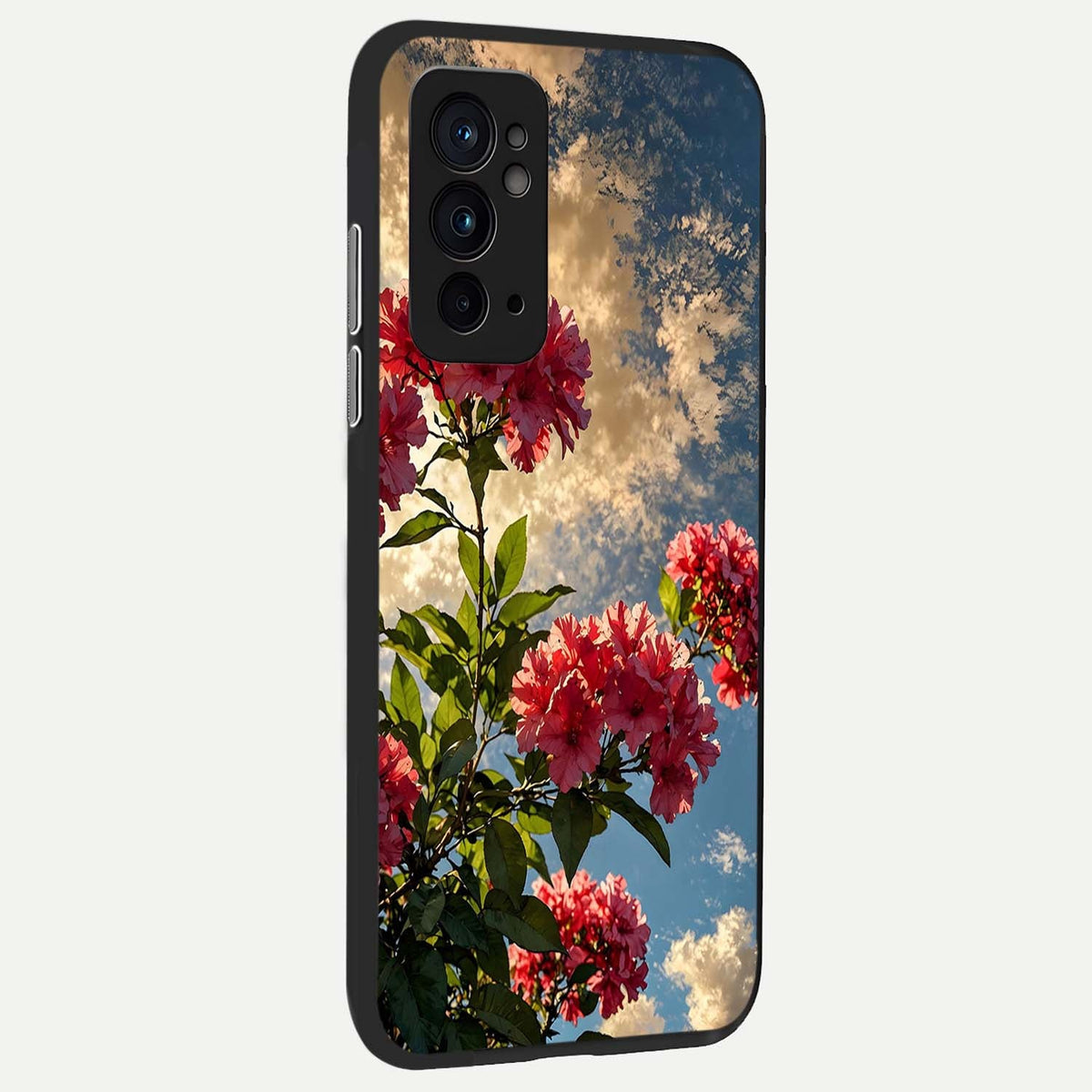  Red Bloom Skies back cover For OnePlus 9RT slim fit glass case with vibrant aesthetic design
