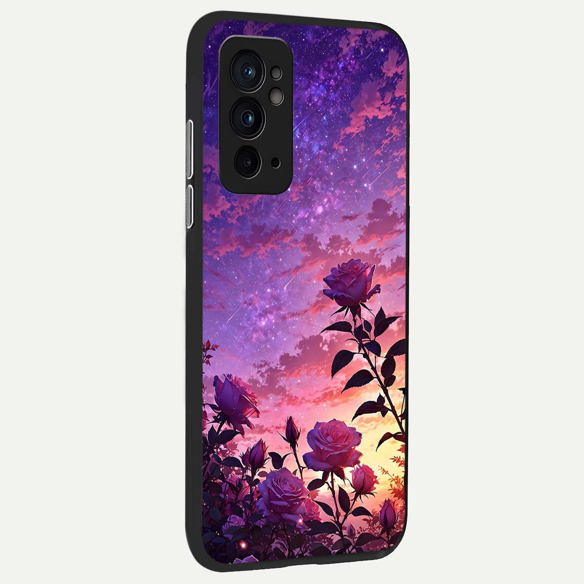  Starlit Rose Twilight back cover For OnePlus 9RT slim fit glass case with vibrant aesthetic design