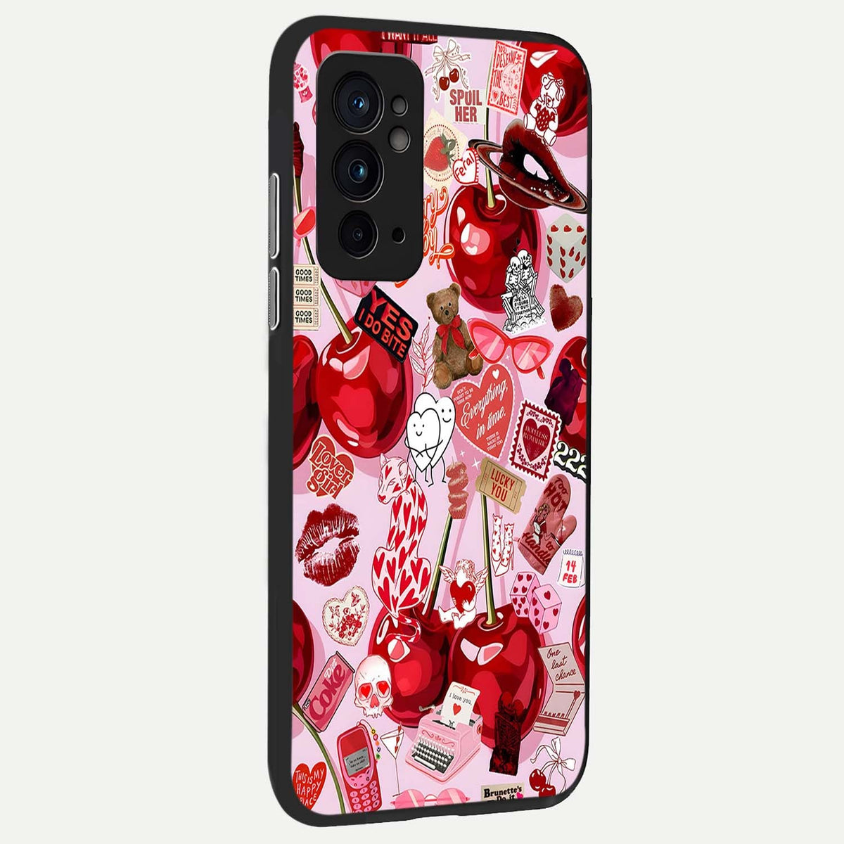  Sweet Cherry Chaos back cover For OnePlus 9RT slim fit glass case with vibrant aesthetic design