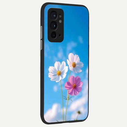  Tripple Flowers With Sky back cover For OnePlus 9RT slim fit glass case with vibrant aesthetic design
