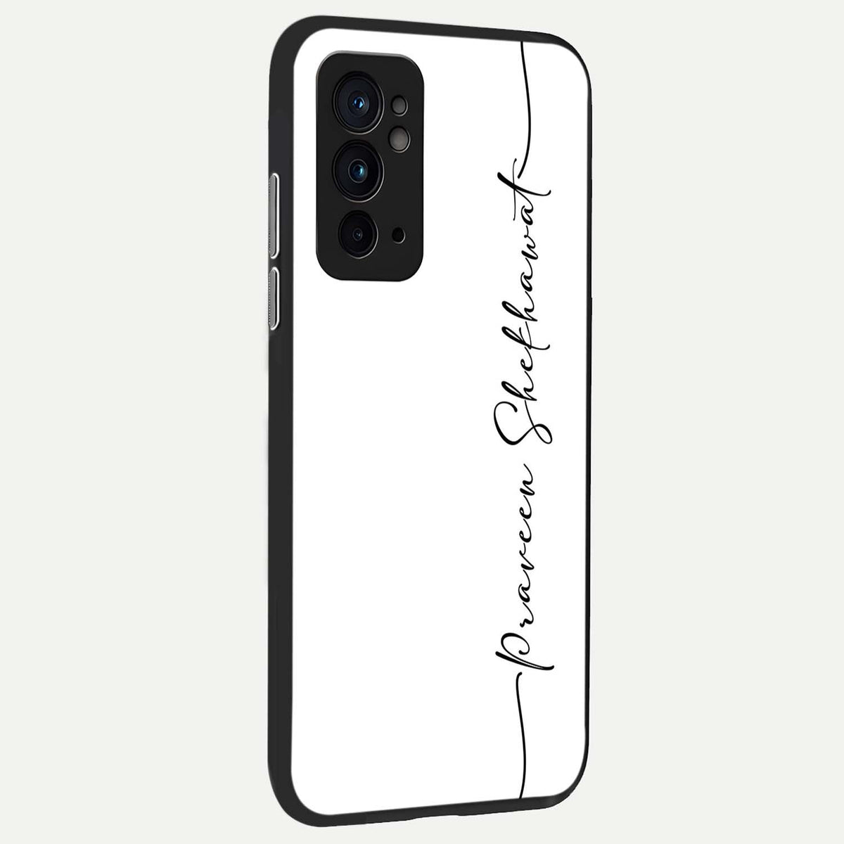  White Tune Custom Name back cover For OnePlus 9RT slim fit personalized glass case with aesthetic design