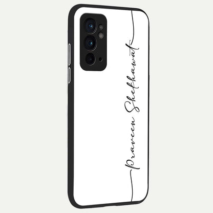  White Tune Custom Name back cover For OnePlus 9RT slim fit personalized glass case with aesthetic design